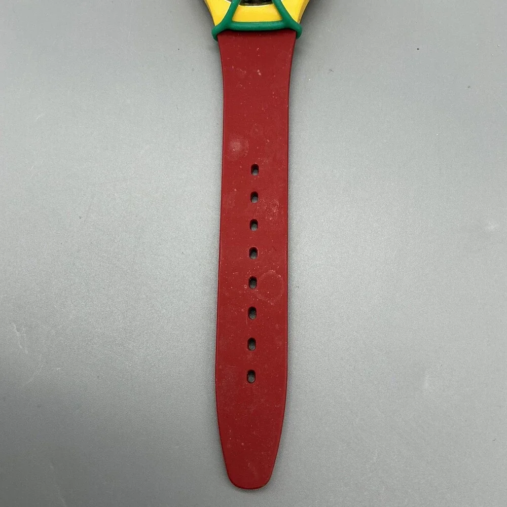 Vtg Swatch Follow Me GJ101 Womens Watch 31mm Green Black Strap New Battery
